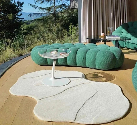Irregular Shape Hand Tufted 100% Wool Rug High & Low Pile Soft Area Carpet