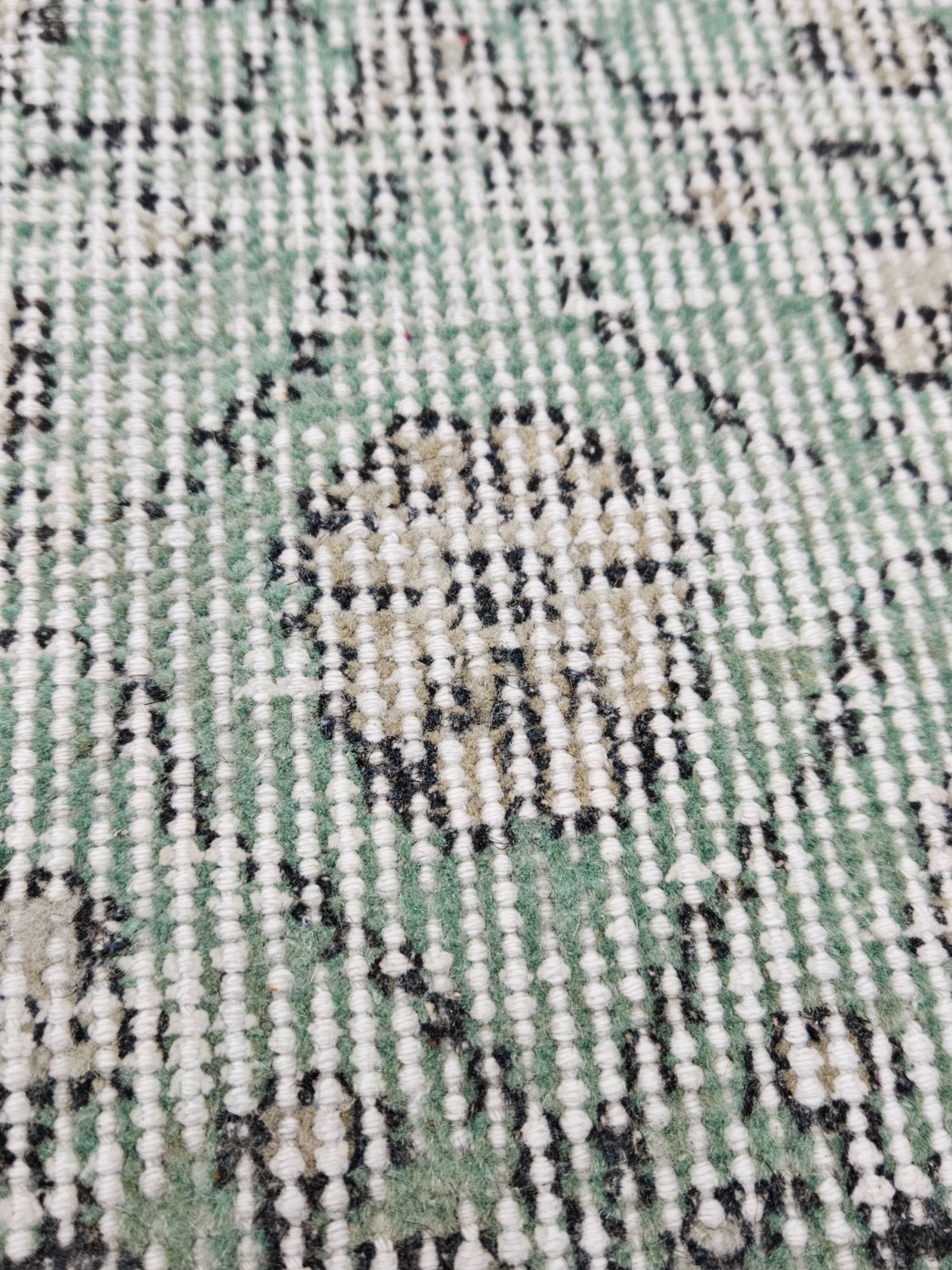 2 x 2 ft Vintage Small Round Turkish Rug, Handwoven Floral Green and Beige Rug
