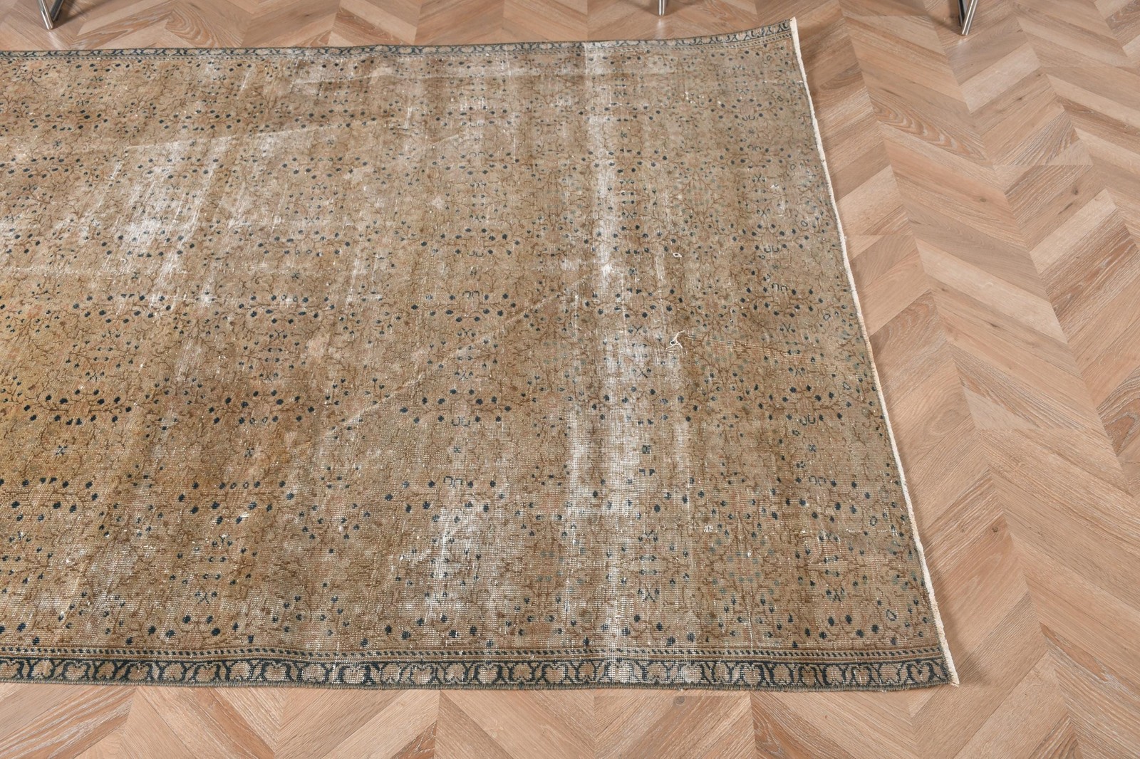 4,9×6,4 ft Rug, Area Turkish Rug, Brown Floral Rug
