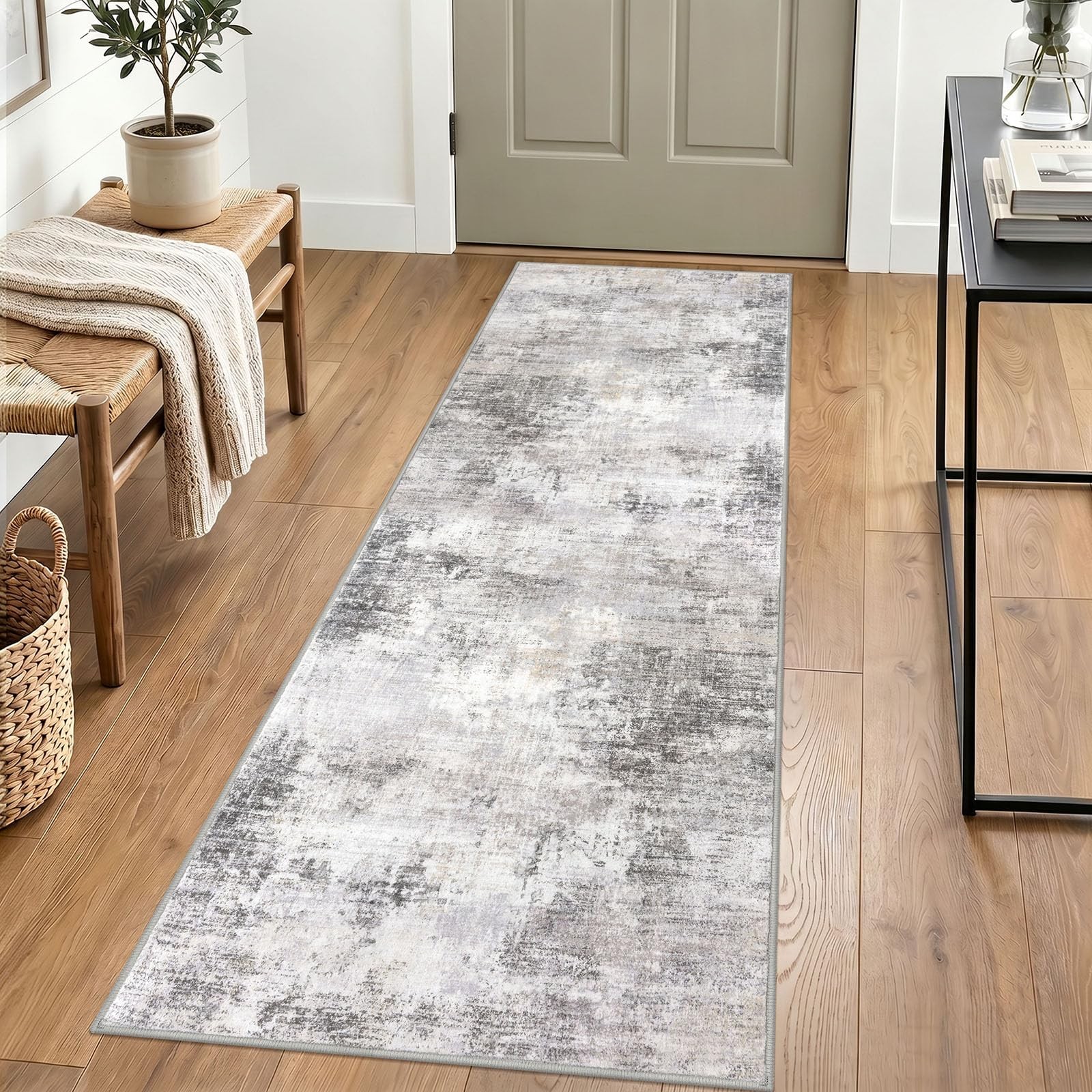 Abstract Runner Rug 2×6 Ft Washable Runners for Hallways, Non Slip Kitchen Ru…