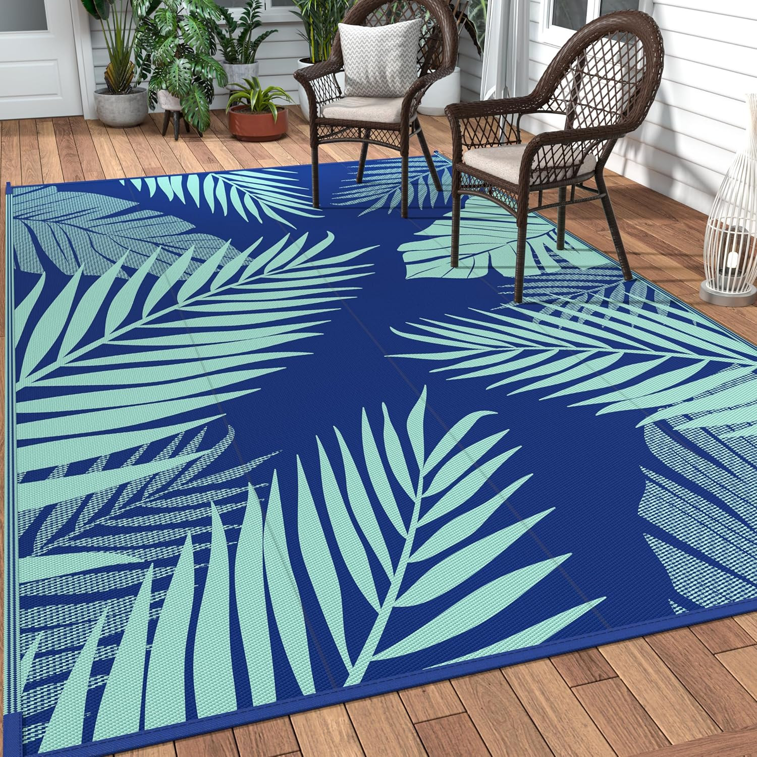 Outdoor Rug 5′ X 8′ Waterproof for Patios Clearance, Reversible Outdoor Plastic
