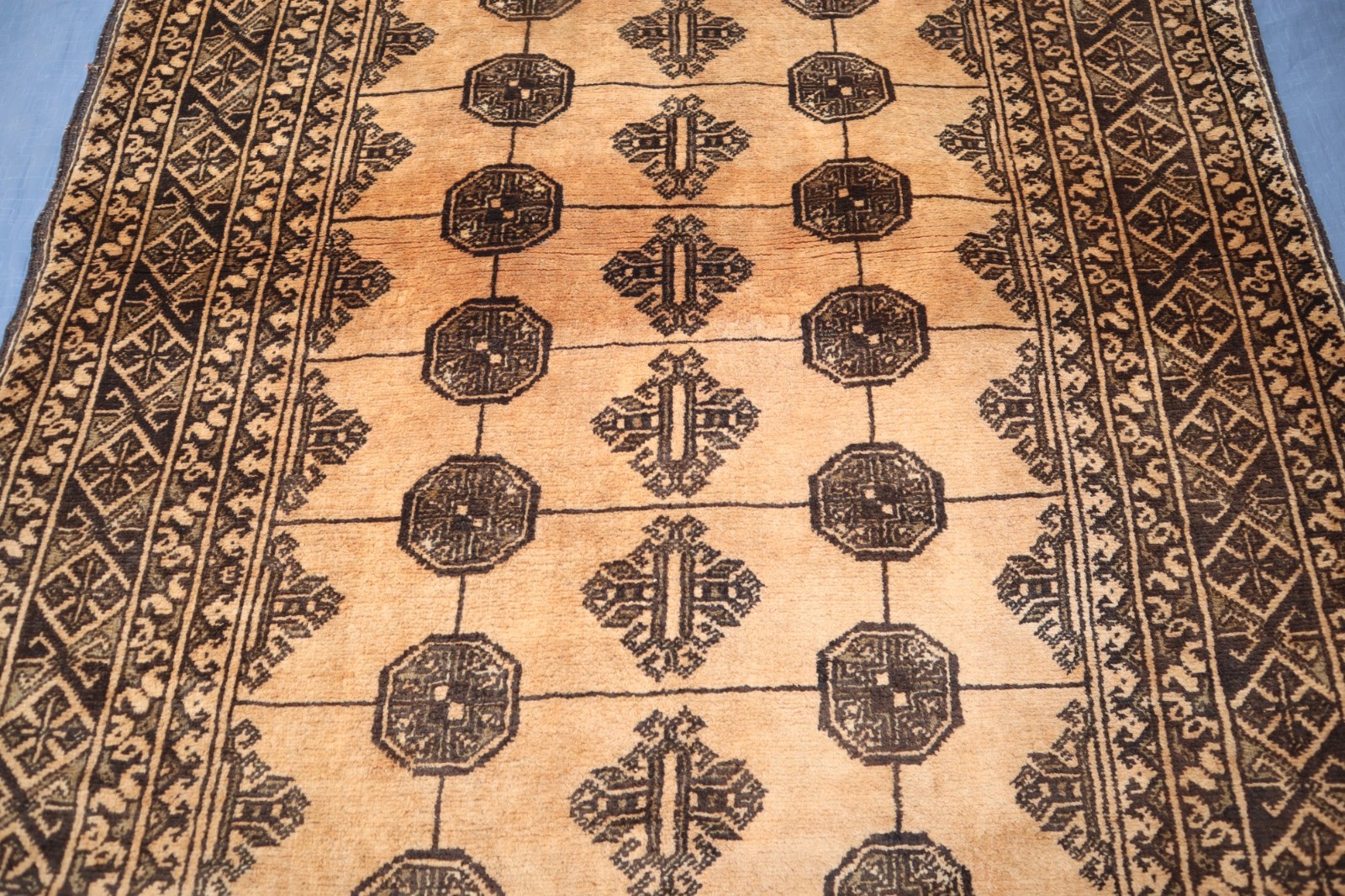 3’3×6’3 ft- Afghan Tribal Peach Vintage Handmade Wool Rug / Bedroom Entryway Rug