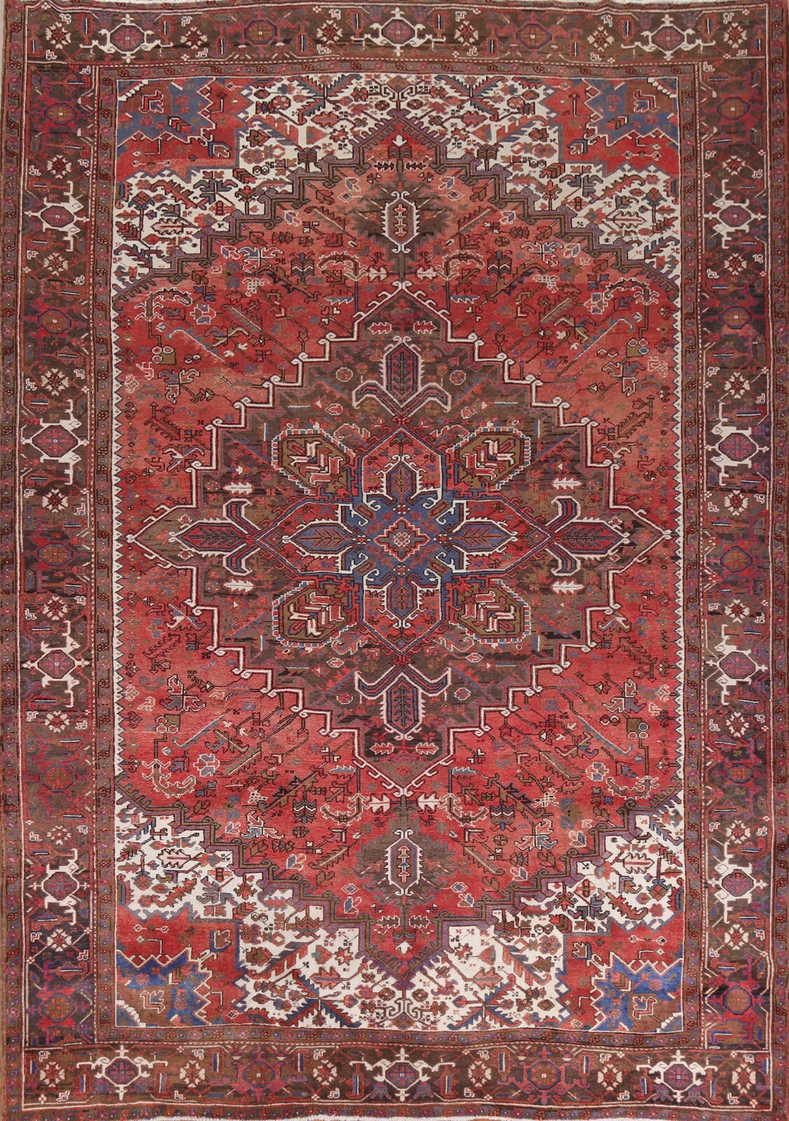 Vintage Red Geometric Traditional Area Rug 10×12 Handmade Wool Oriental Carpet