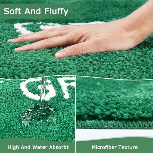 Wet Grass Rug for Bedroom-Non Slip Wet Grass Carpet for Living Room-Green