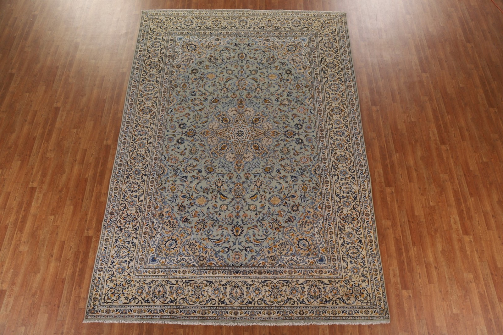 Sage Green Room Size Rug 9×13 Medallion Hand-made Wool Classic Vintage Carpet