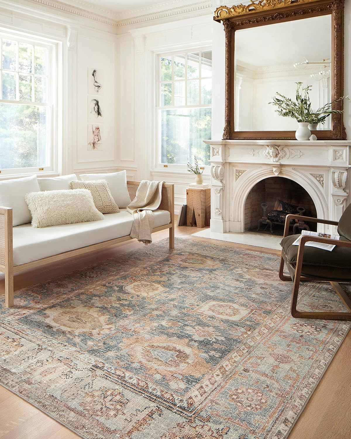 Loloi Margot Collection MAT-03 Ocean/Spice 2′-0″ X 5′-0″ Accent Rug Feat. Cloudp