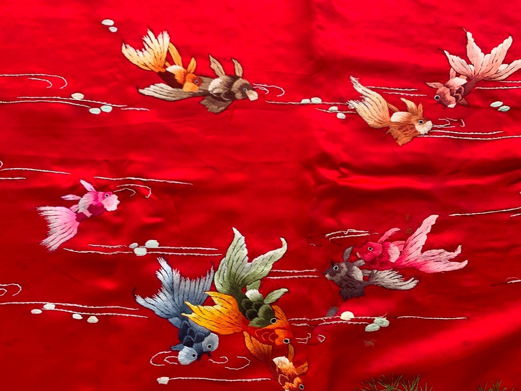 Antique Chinese Tablecloth,Embroidered Chinese Tablecolth 4×6 ft Free Ship