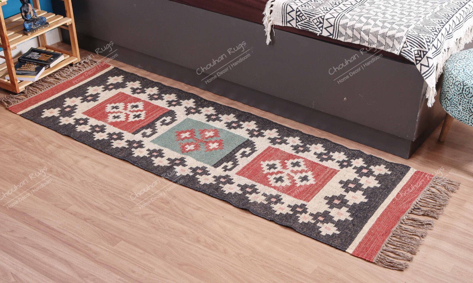 Indian Hand Woven Natural Fiber Wool Jute Modern Flatweave Kilim Jute Area Rugs