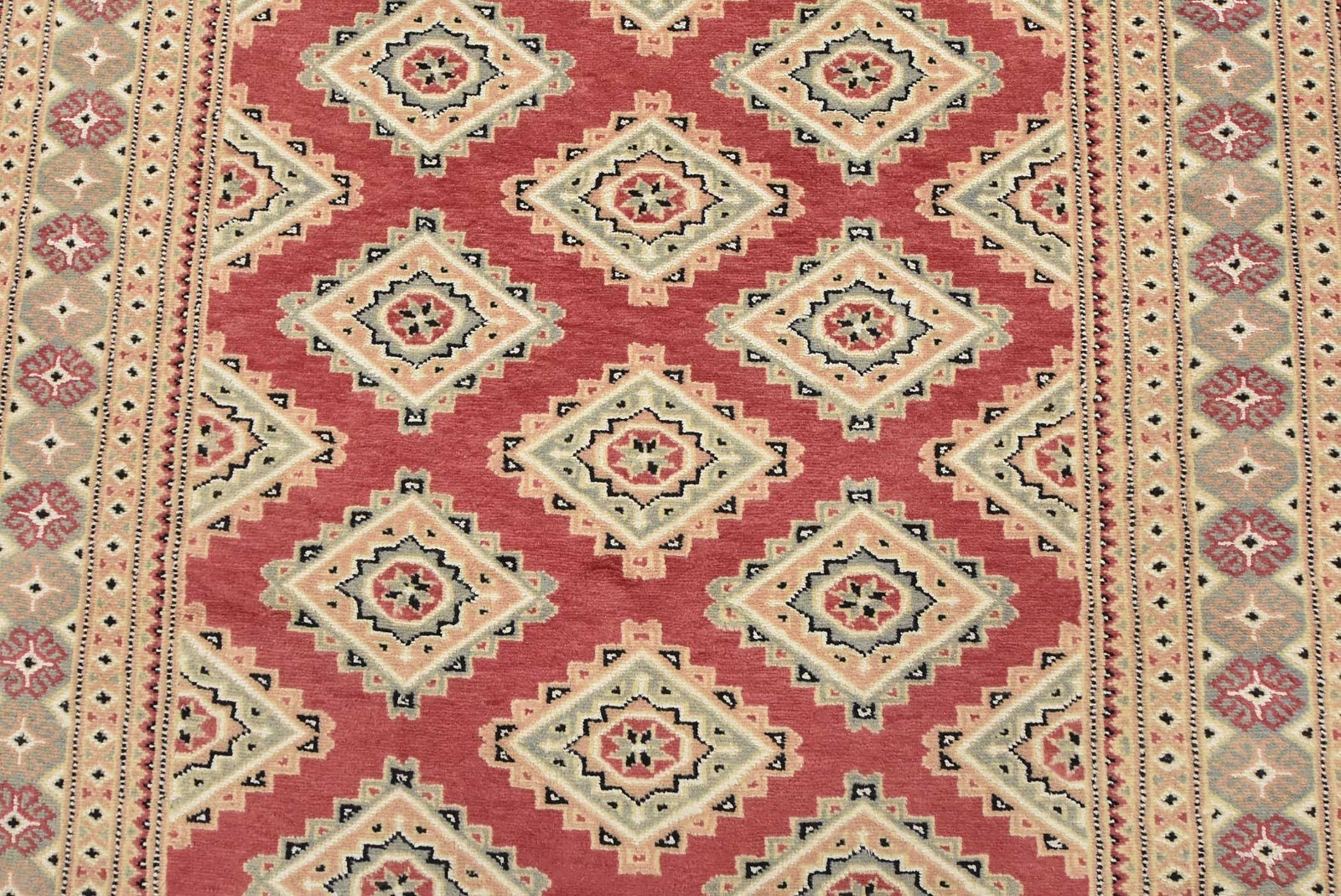 Bokhara Jaldar Rug 4’2” x 6’3” Pink Wool Tribal Hand-Knotted Oriental Carpet