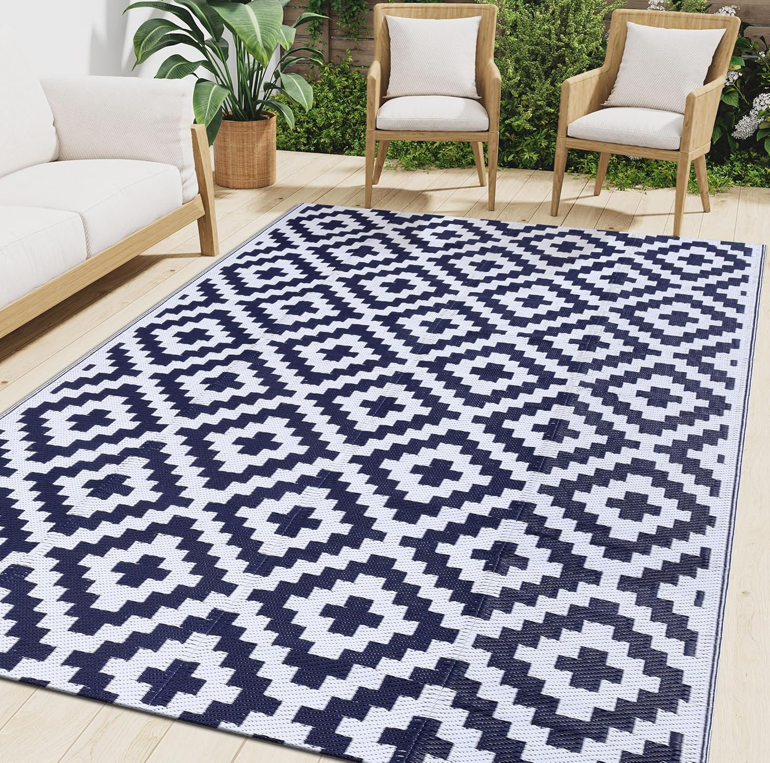 Waterproof Outdoor Rug 4X6 Ft, Reversible Plastic Straw Patio Camping Rugs, Outd