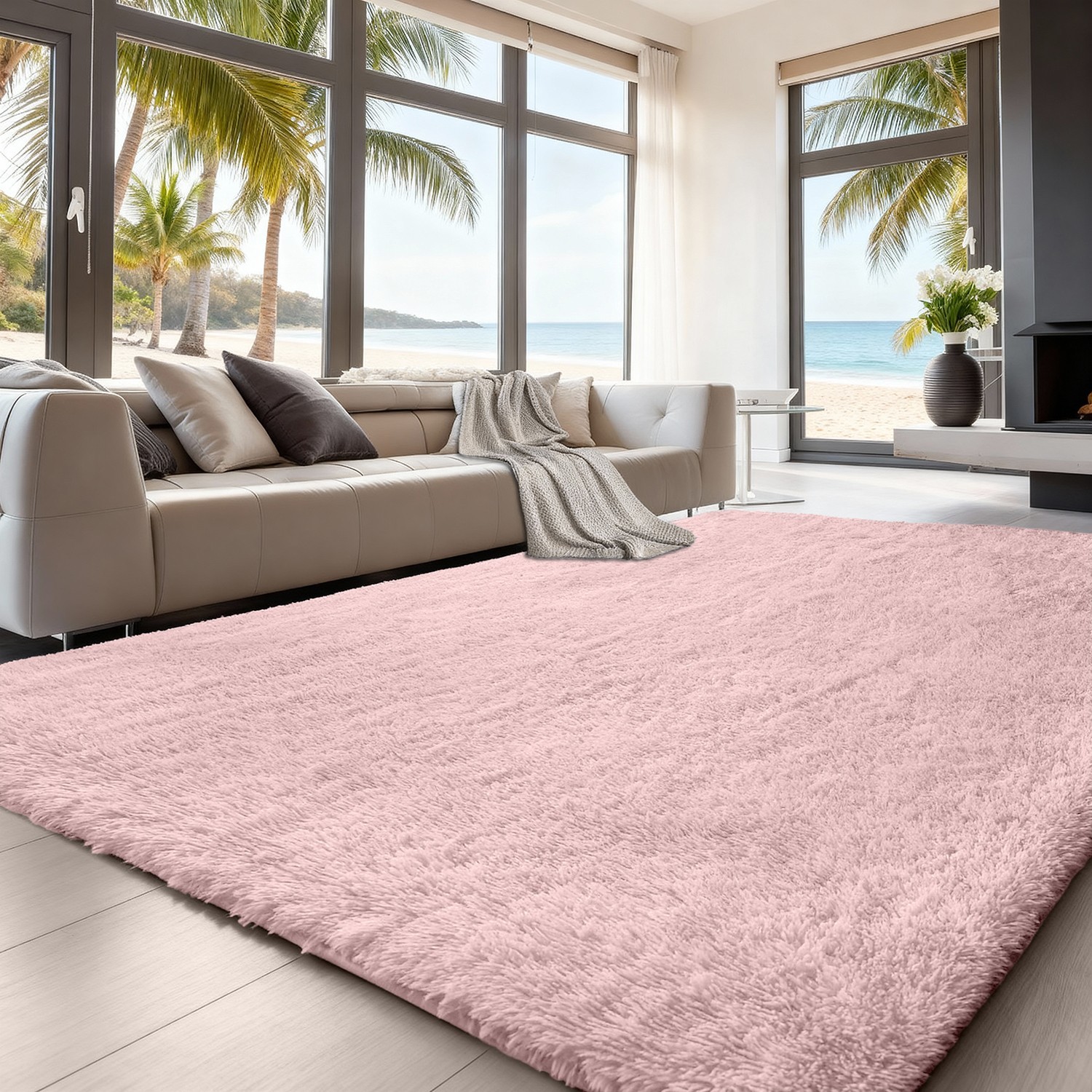 Anti Slip Shaggy Fluffy Area Rugs Soft Faux Fur Rugs Mat for Bedroom Living Room
