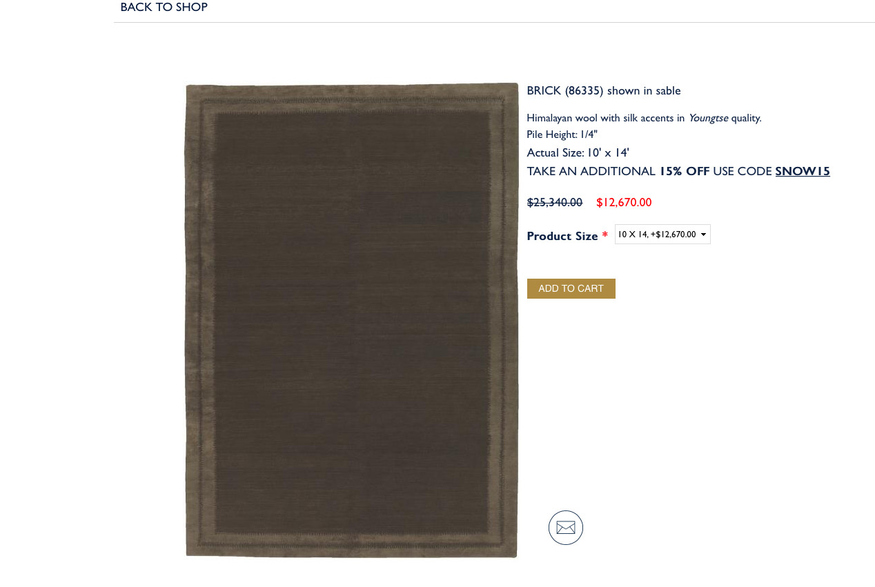 Designer Area Rug, Odegard Brick style 9′ X 6′ color 3995 – Sable
