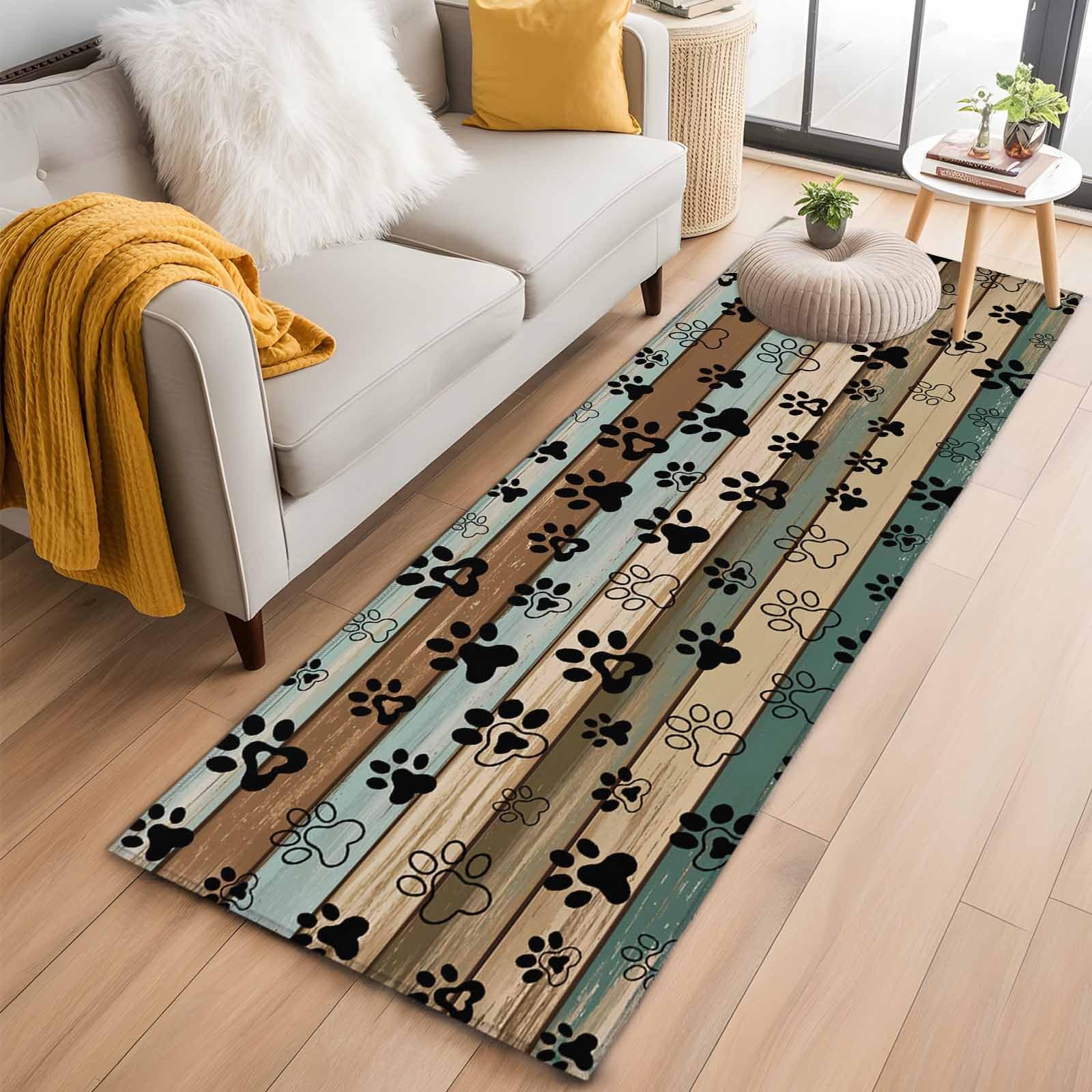 Black Paw Print Kitchen Runner Rug 2×6 Washable Runners for Hallway Non Slip …