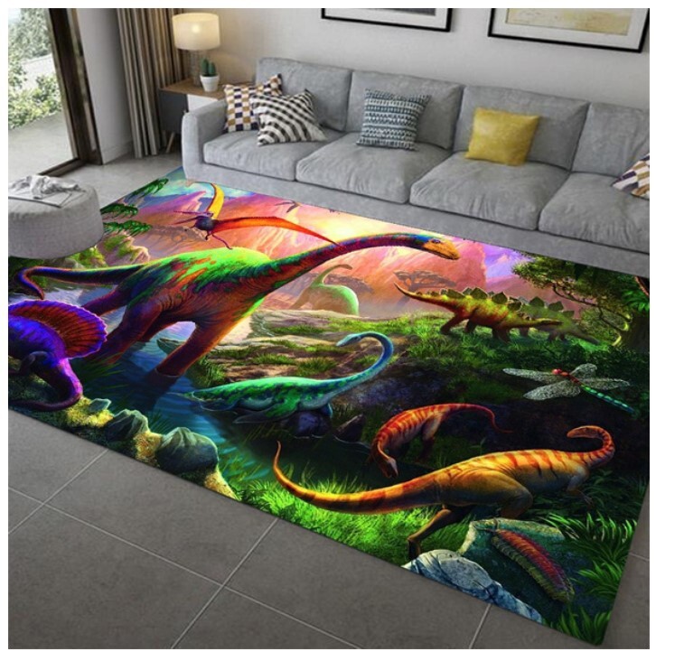 Kids Neon dinosaurs Rug Carpet 150 x 100CM Dino carpet