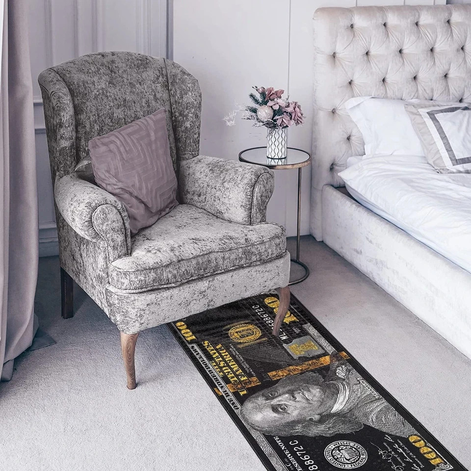 Huahoo Black Money Rugs 100 Dollar Bill Area Rug Door Mat Runner For L