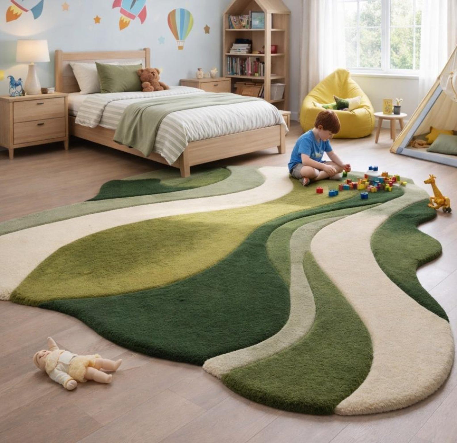 Irregular Modern Area Rug | Handmade rug | Designer wool area rugs | Kids Rug B4