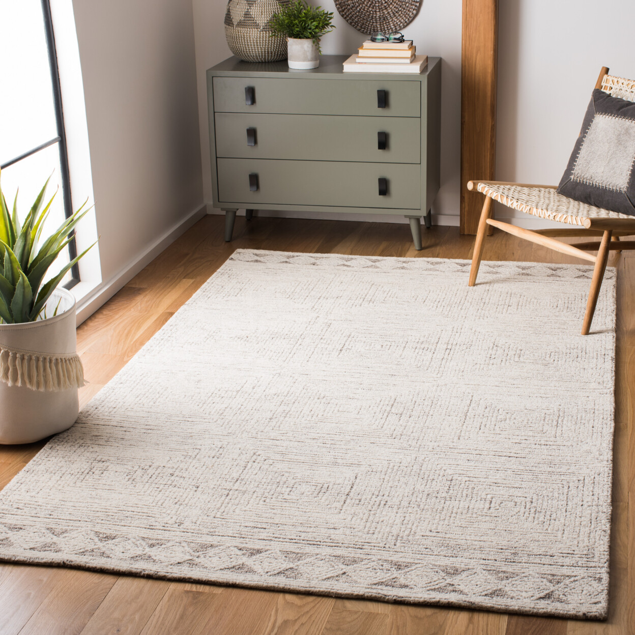 SAFAVIEH Abstract Collection ABT349F Ivory / Grey Rug