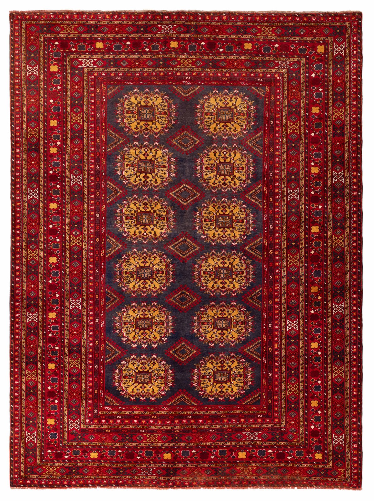 Vintage 7’1″ x 9’2″ Traditional Hand Knotted Vegetable Dye Wool Area Rug