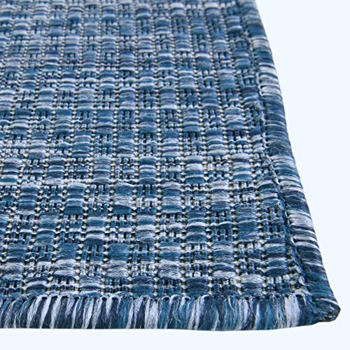 Blue Octagonal Kitchen Rug 8×8 Durable Pet Friendly Indoor Outdoor Use