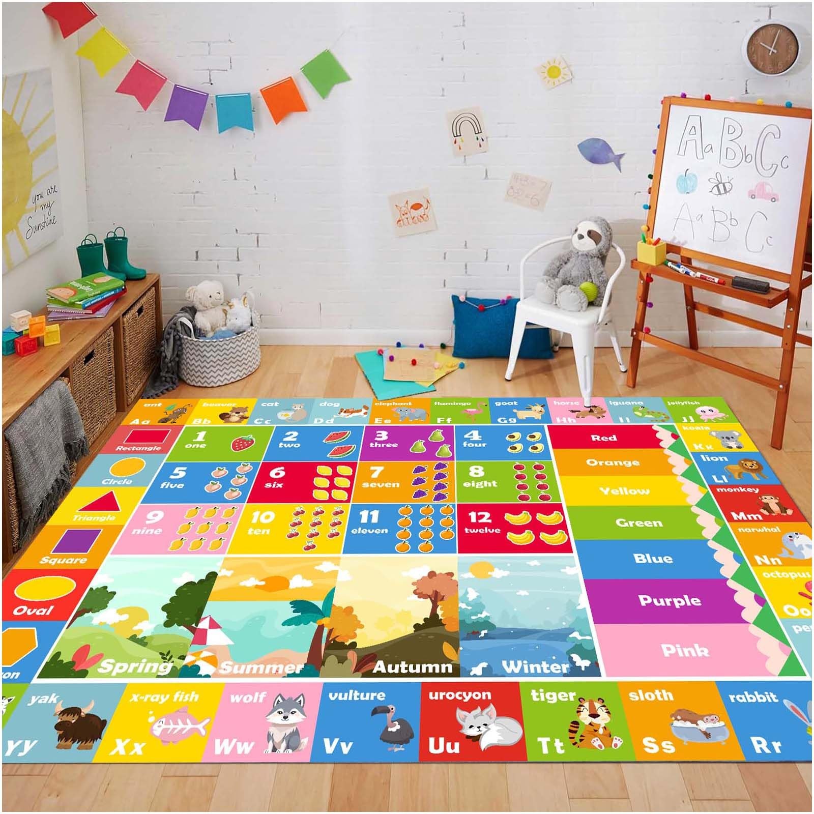 ABC Rug Play Mat Vivid Town Patterns for Playroom Classroom – Soft Non-Slip