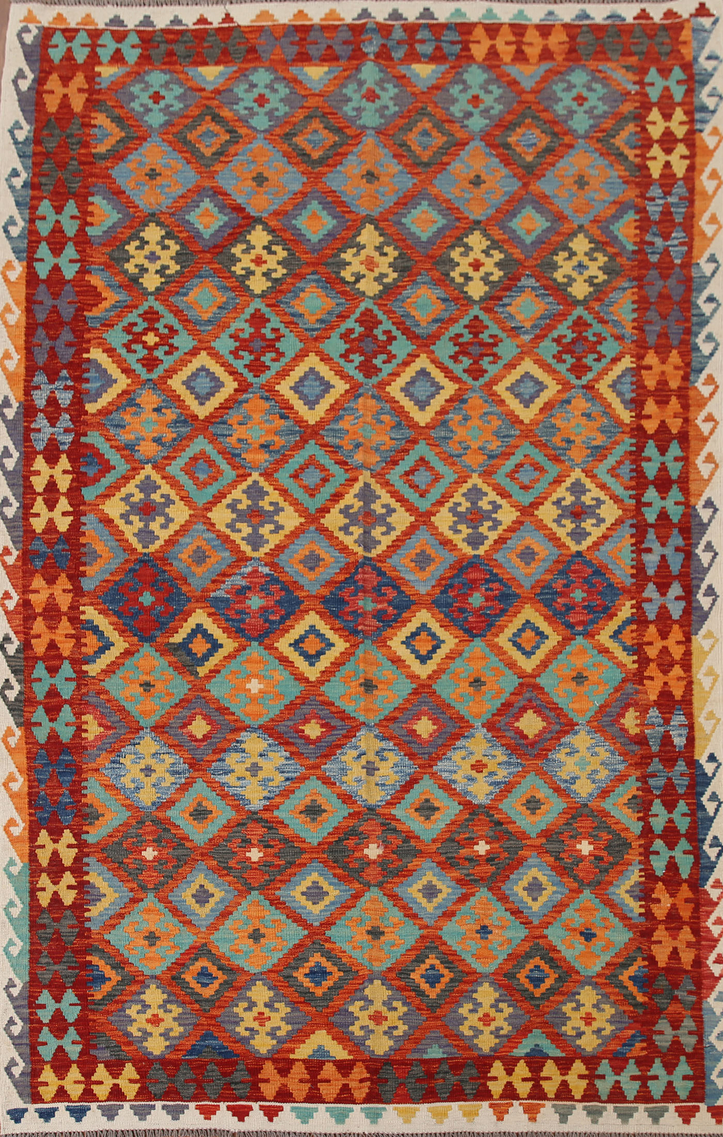 Dual-Sided Kilim Kelim Rugs Flatweave Wool Carpet 7×10 ft