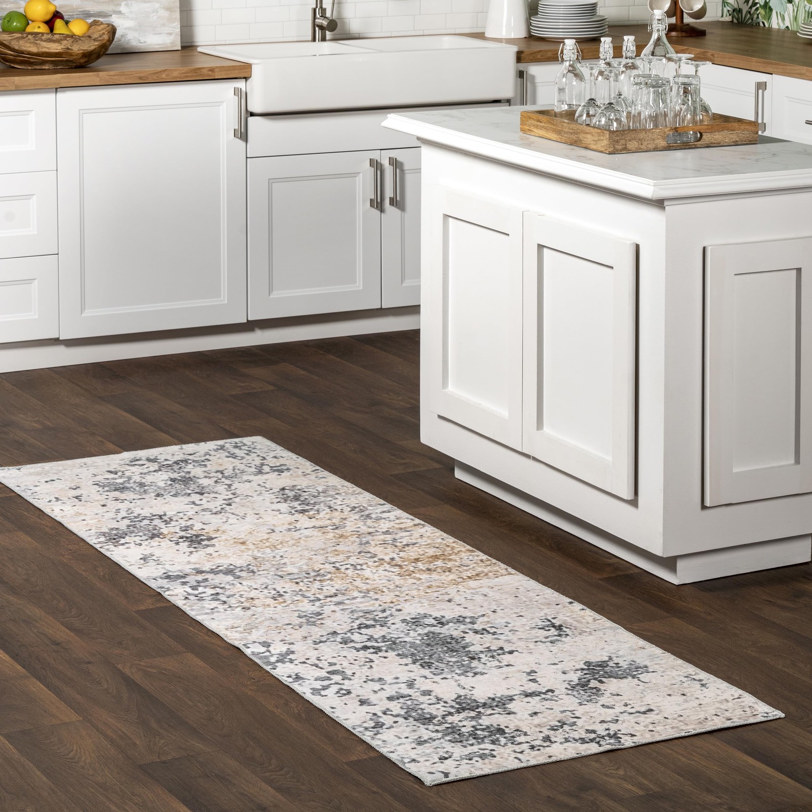 2’6″ x 6′ Machine Washable Stain-Resistant Area Rug with Non Slip Backing, Lo…