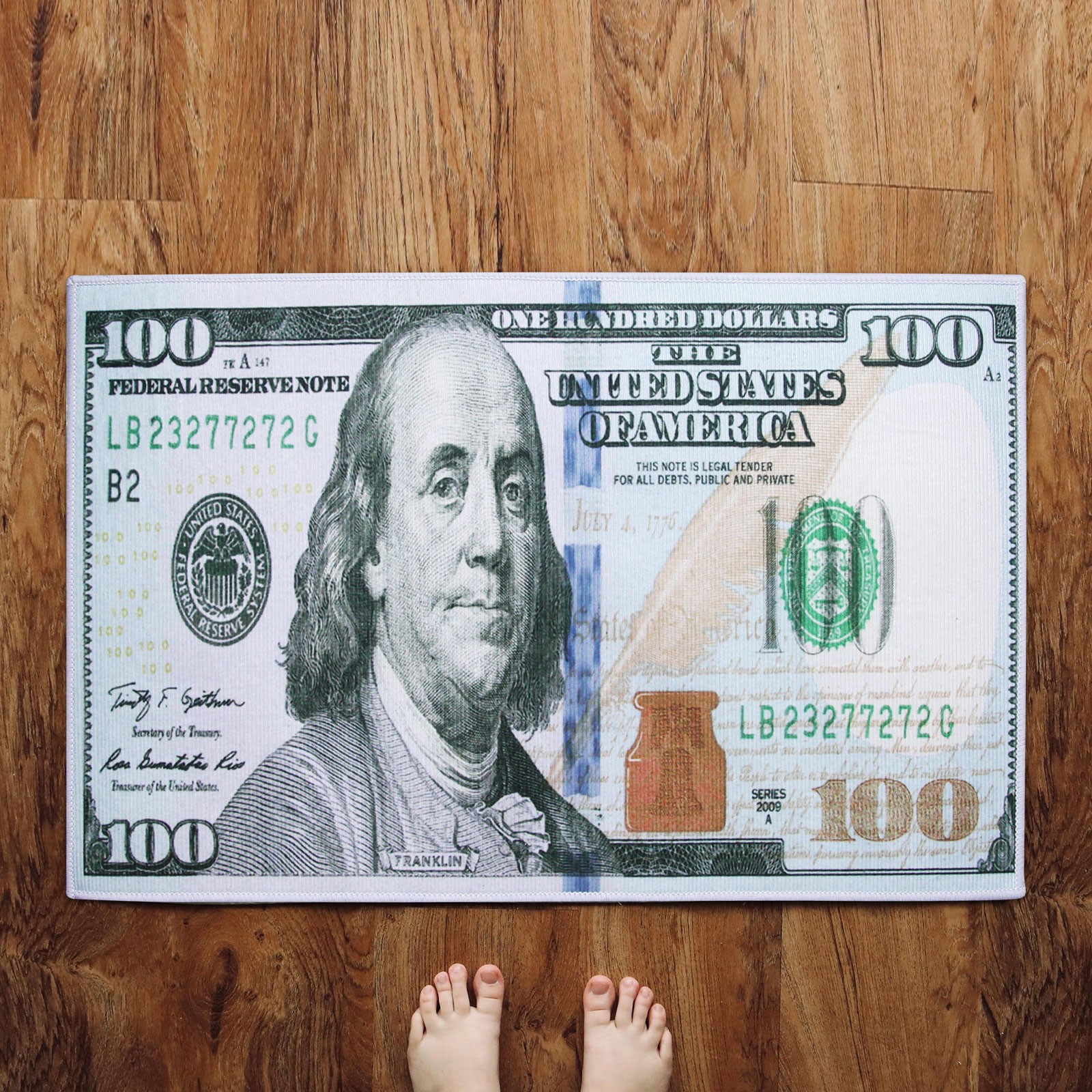 Hundred Dollar Bill Money – Area Rug Carpet Floor Mat Decor Size: 23.8″ X 15.9″