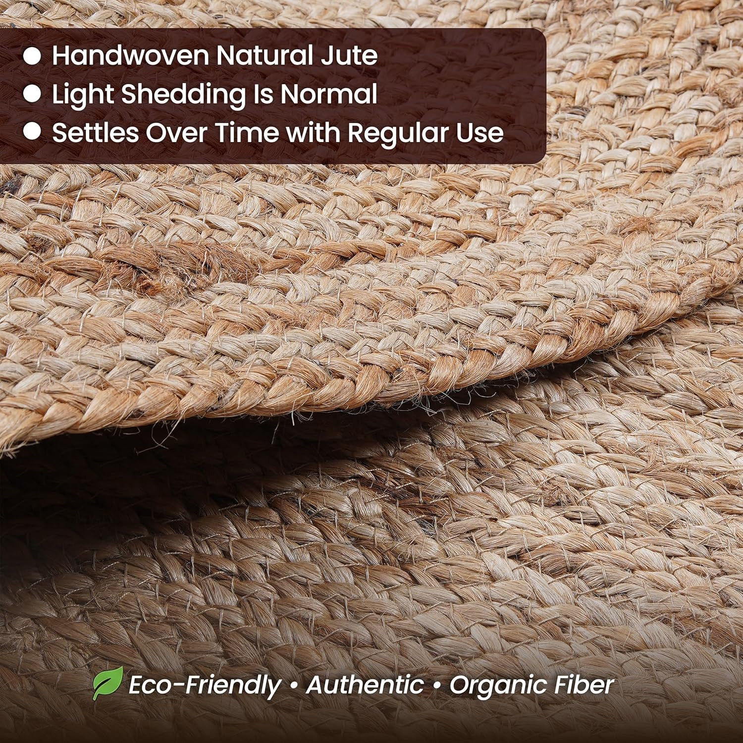 5 Ft Handwoven Jute Rug – Eco-Friendly Rustic Boho Decor for Any Room