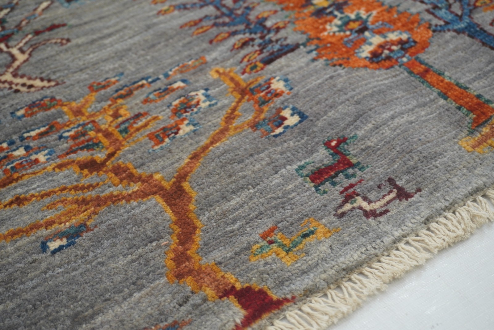 2’5″x3’7″ Gray Gabbeh Afghan Hand Knotted Wool Area Rug