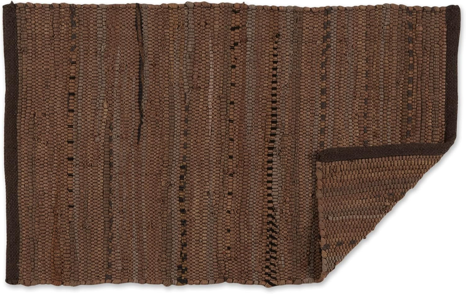 Chindi Home Collection Handwoven Multicolor Area Rag Rug, 20X31.5, Leather Brown