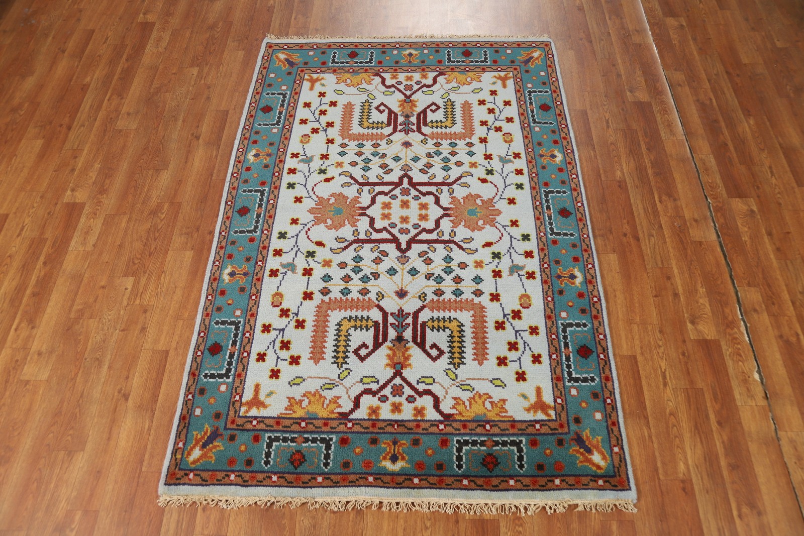 Light Blue Handmade Oushak Oriental Rug 4×6 Contemporary Home Decor Wool Carpet