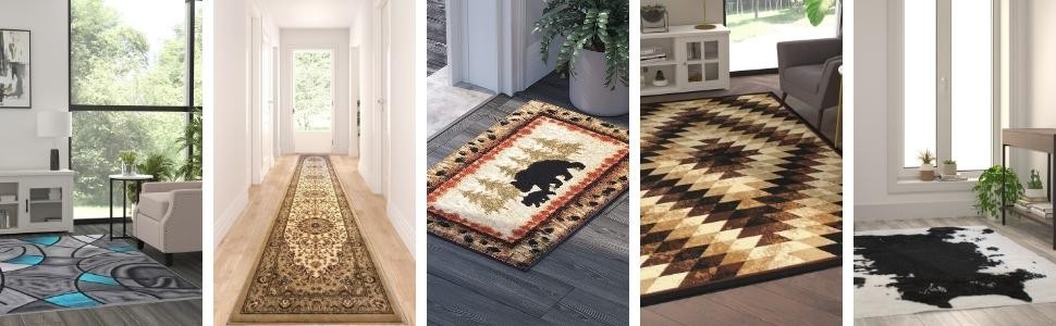 Modern Contemporary Area Rug, Red Grey Black. (8 Feet X 10 Feet)