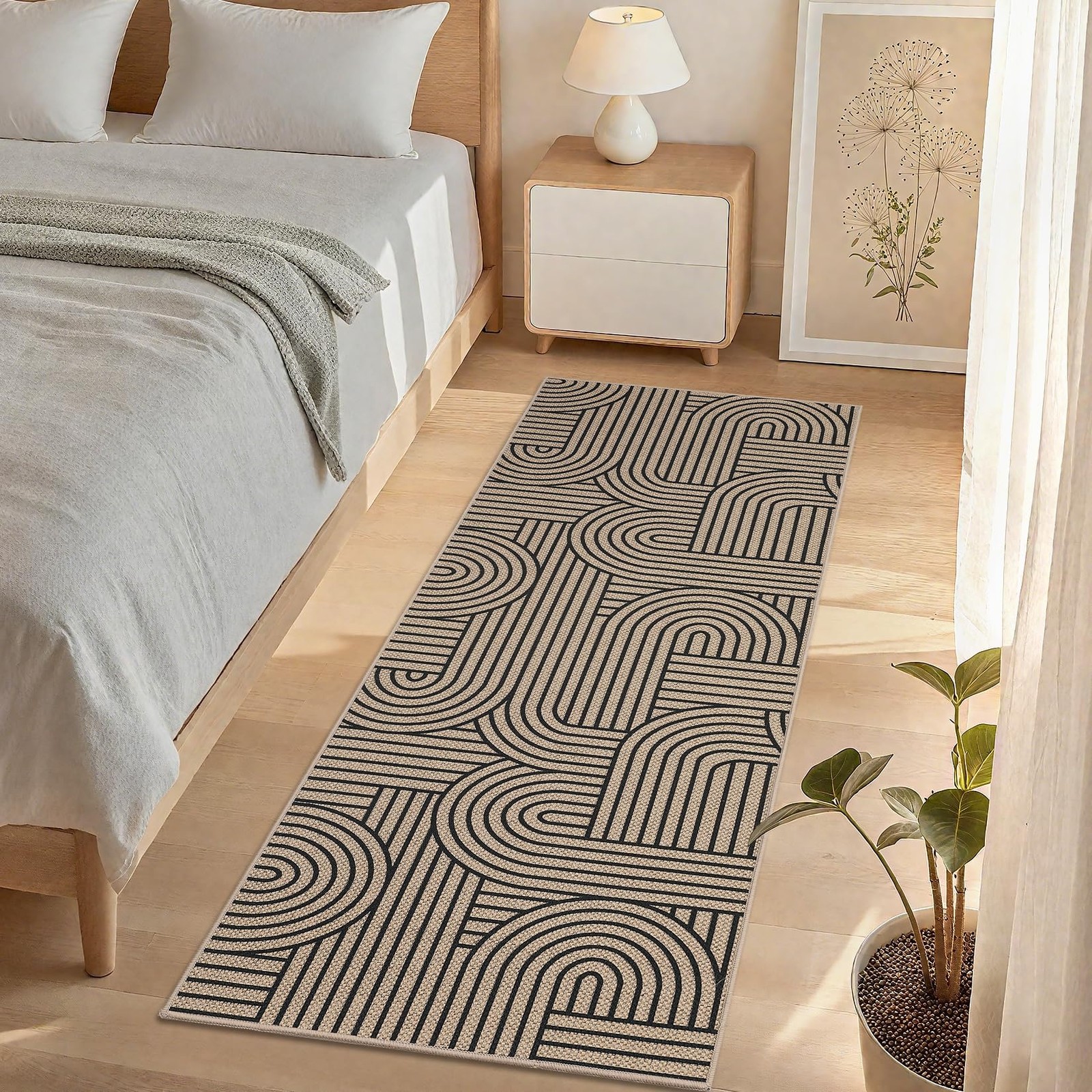 Rainbow Easy Jute Runner Rug 2×6 Abstract Washable Non Slip Living Room Ultra…