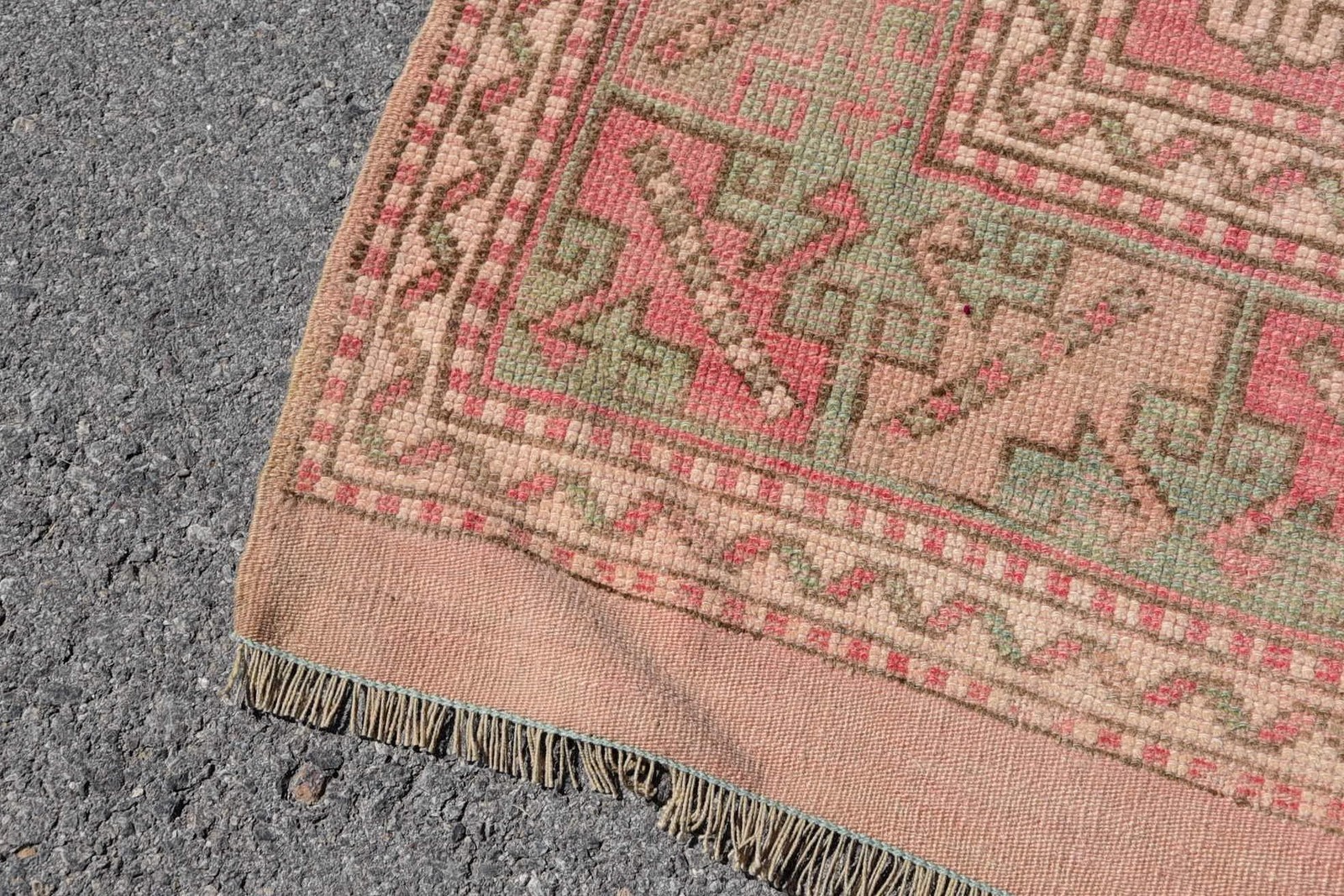 Turkish Vintage Rug, 5,5×8,5 ft Large Rug, Red Green Patchwork Wool Rug