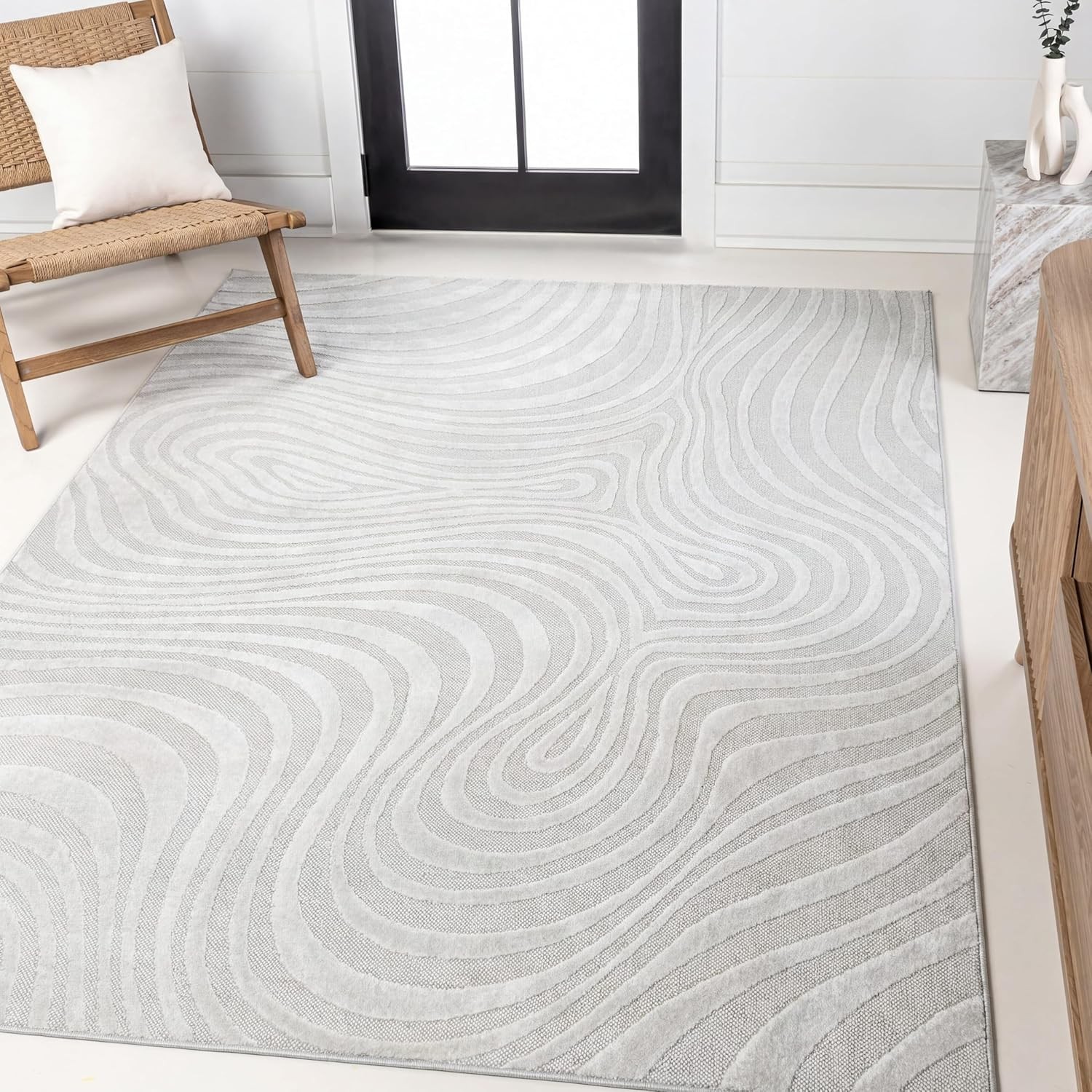 JONATHAN Y Maribo High-Low Abstract Striped Indoor/Outdoor Area Rug 5×8