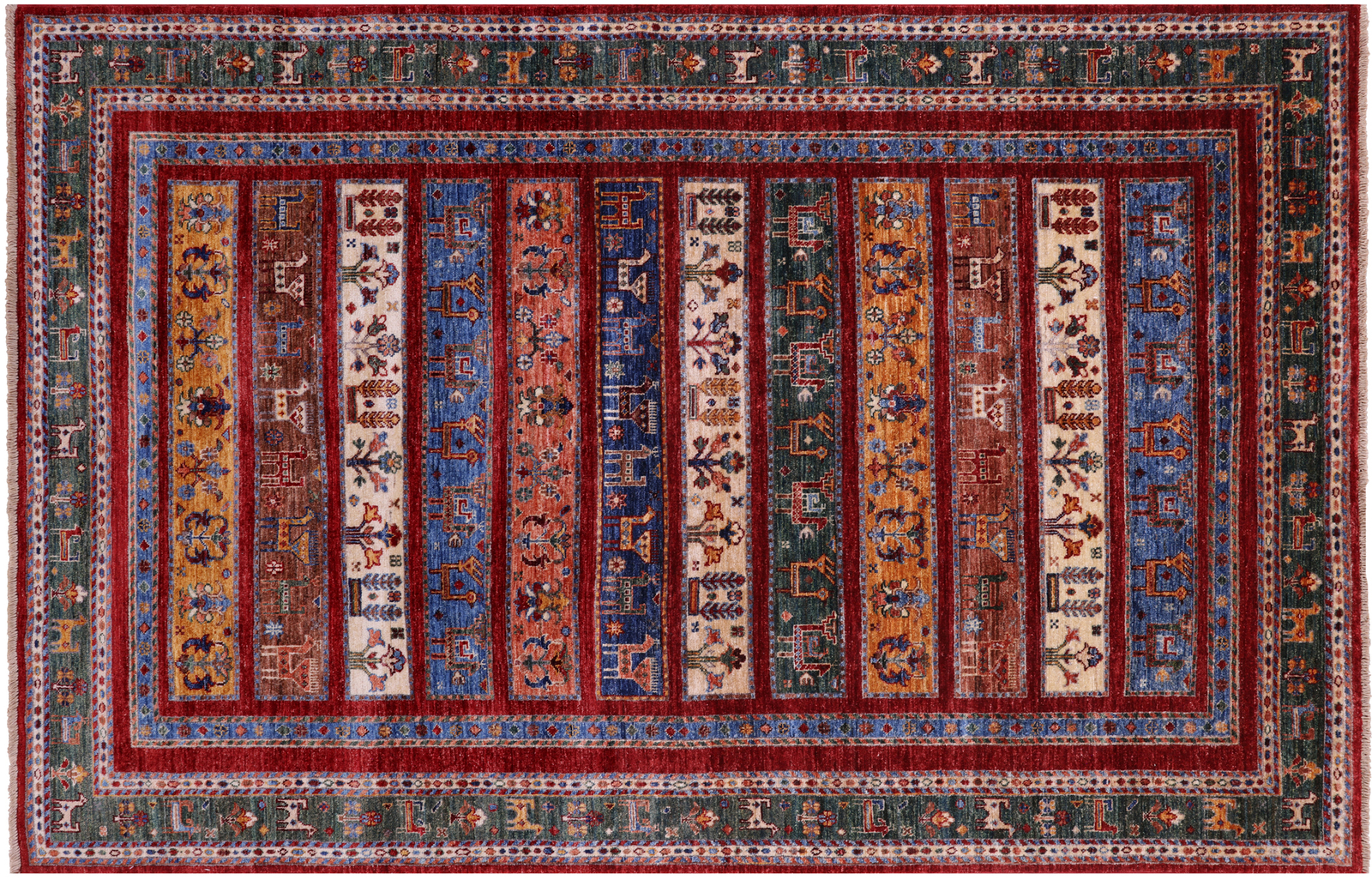 Gabbeh Tribal Handmade Wool Rug 5′ 7″ X 8′ 5″ – Q18331