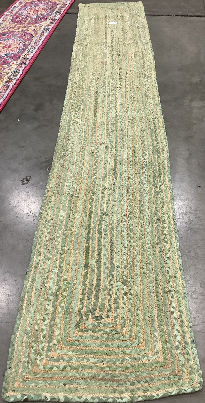 GREEN / NATURAL 2′-3″ x 14′-0″ Flaw in Rug, Reduced Price 1172684376 CAP202Y-214