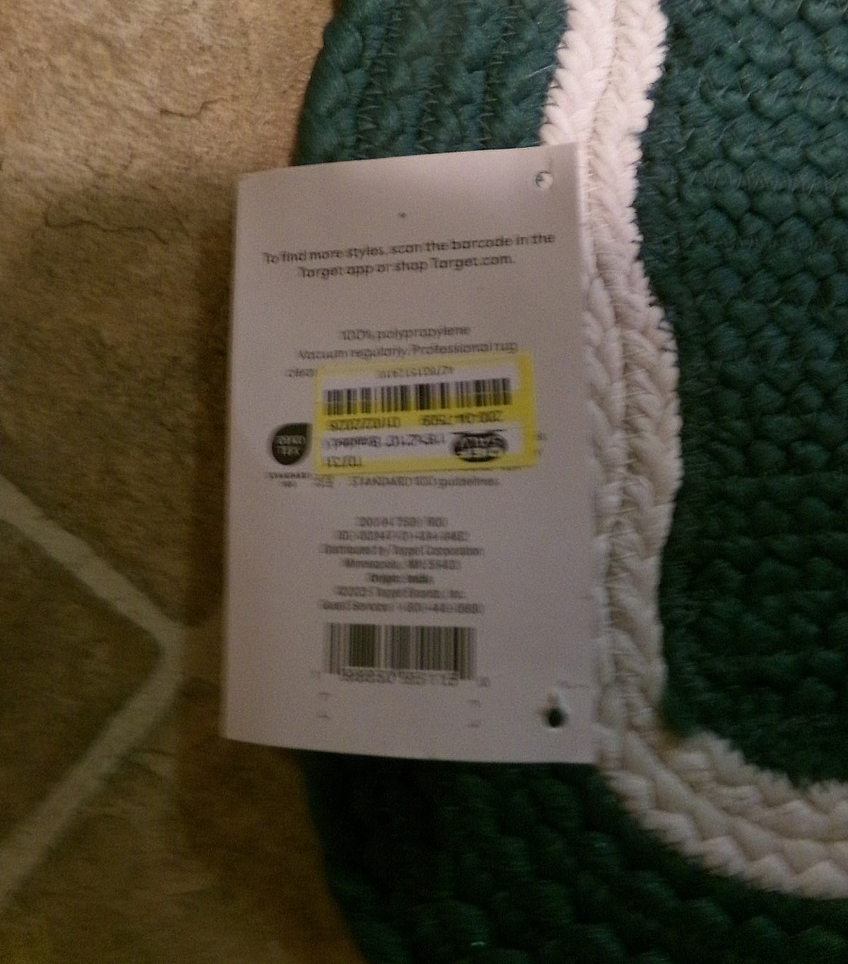 NWOT THRESHOLD TEAL and WHITE BRAIDED KITCHEN RUG w/SCALLOPED EDGES – 20″ x 34″