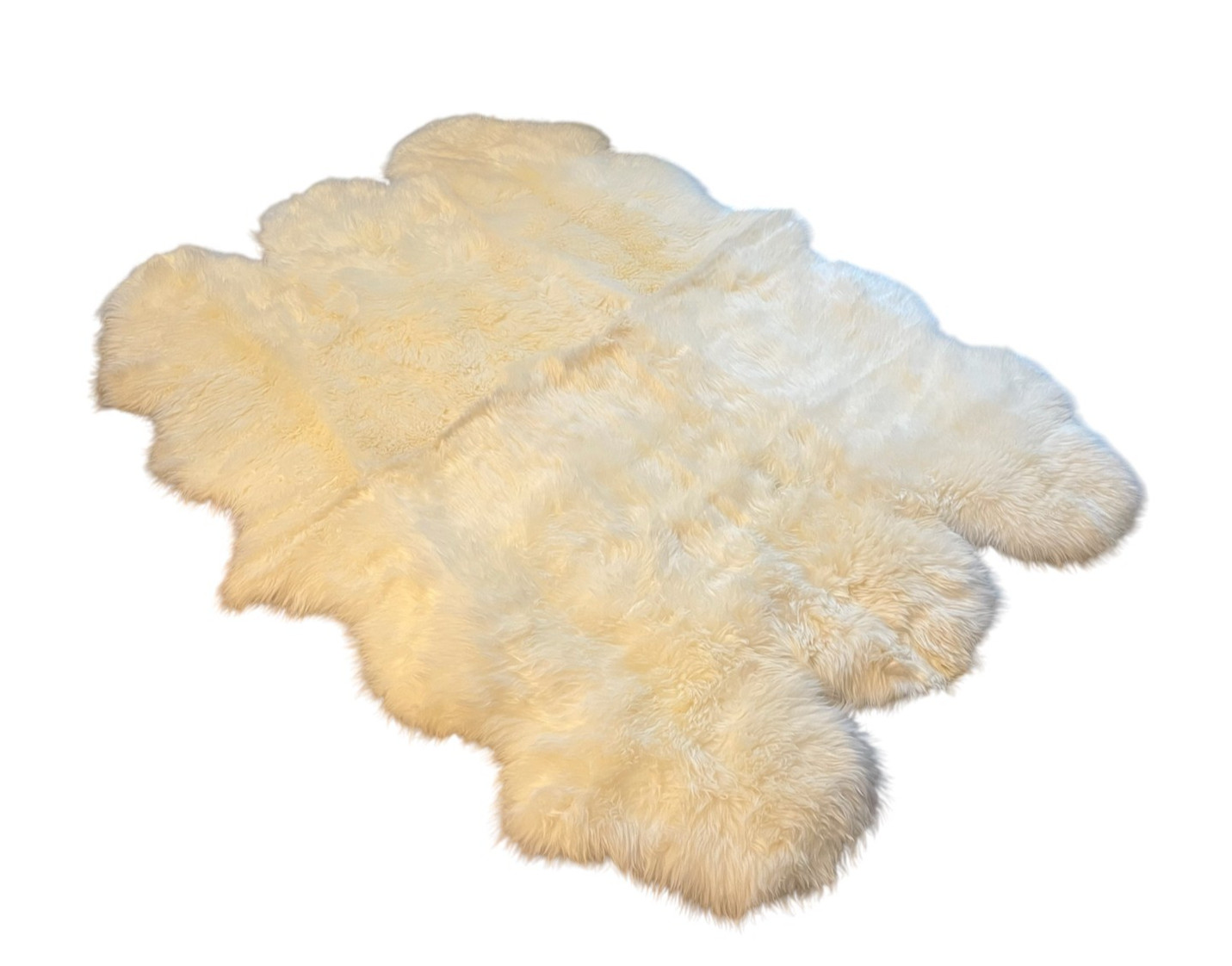 Genuine Australian Merino Sheepskin Lambskin Area Rug, 5×7 ft. 6-Pelt, White