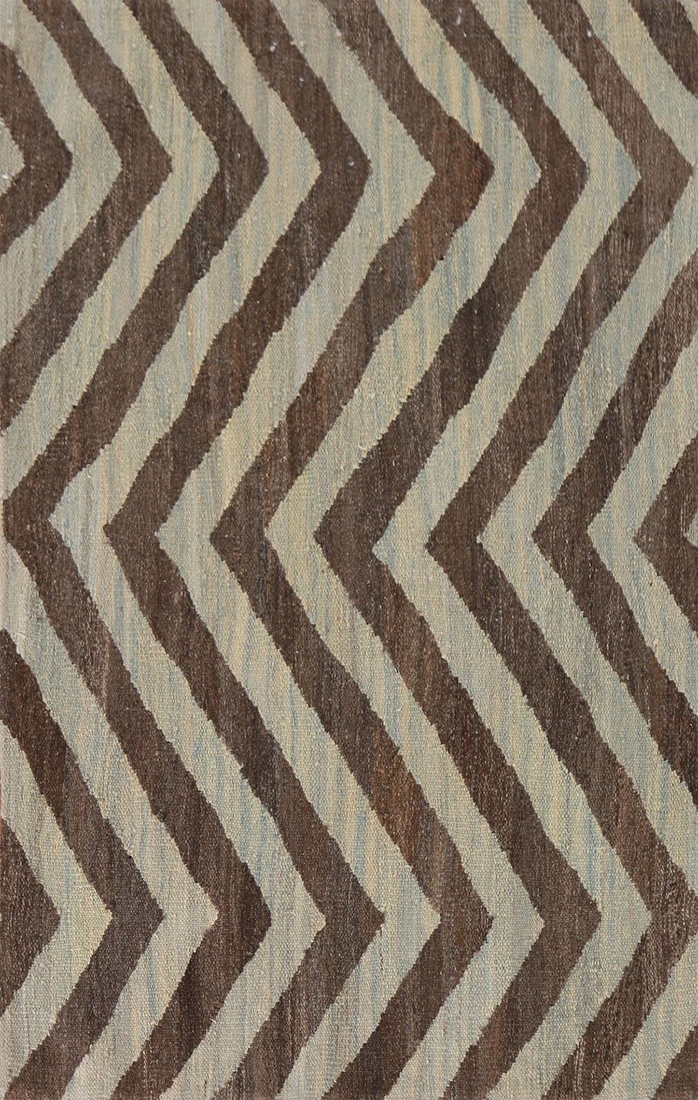 Chevron Wool Kilim Accent Rug 3×5 Ft Hand-Woven Oriental Carpet All over Design