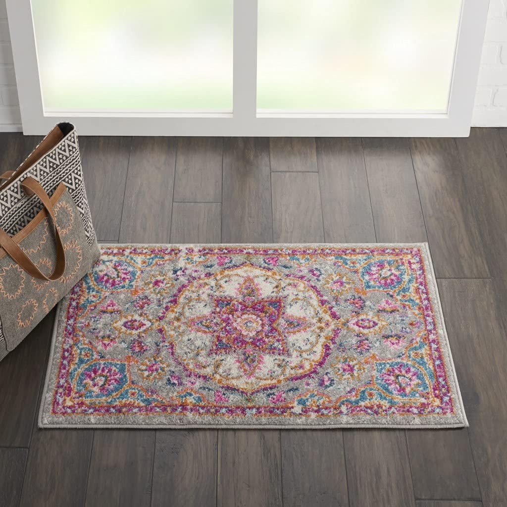2′ X 3′ Pink And Gray Power Loom Area Rug