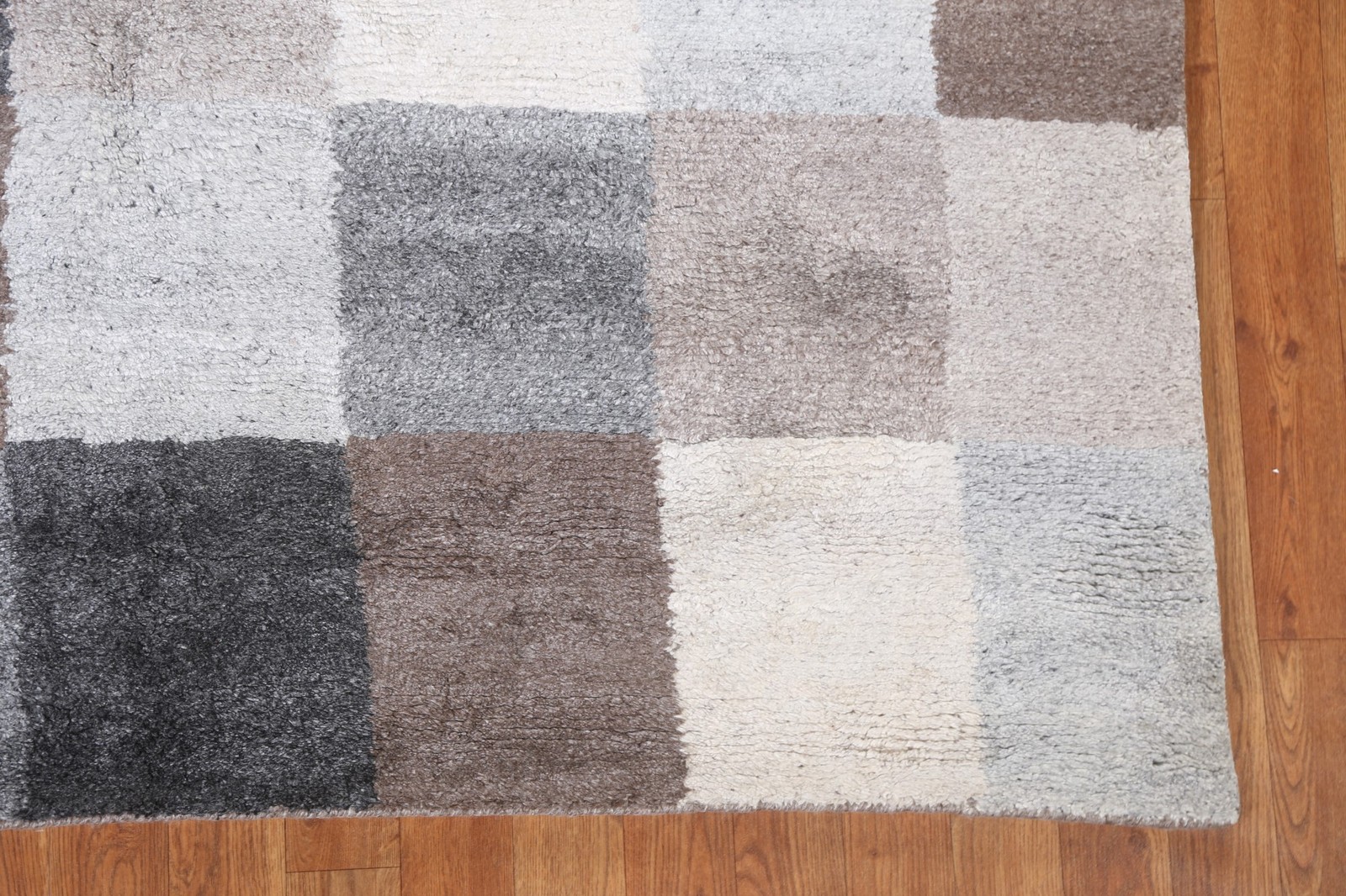 Checkered Wool Oriental Area Rug 5×8 Contemporary All-Over Handmade Modern Rug