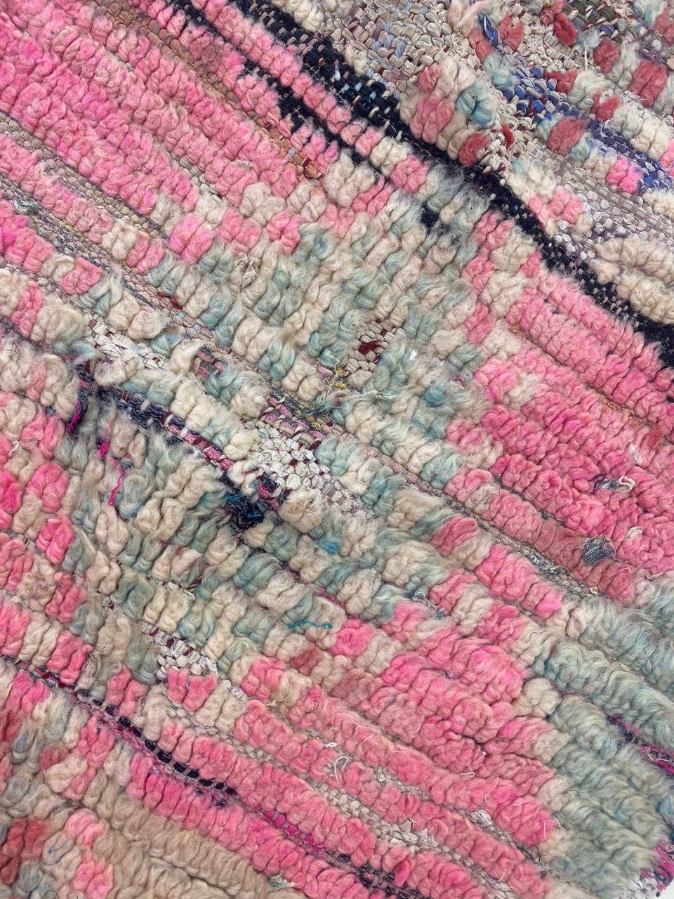 Moroccan Handmade Berber Wool Rug 1’9×6’9 Colorful Authentic Vintage Hallway Rug