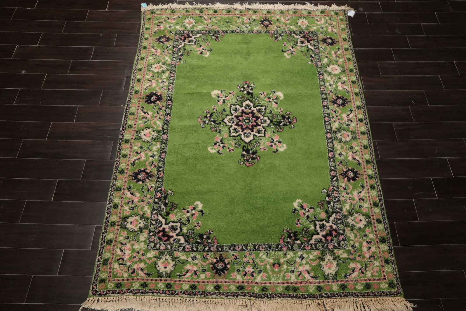 6×8 Hand Knotted Wool Lime Kermaan Arts & Crafts Plush Pile Rug