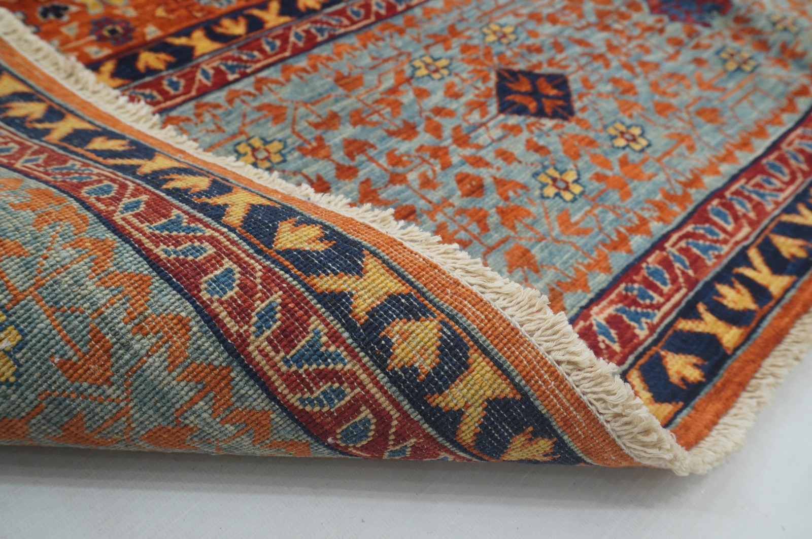 6×9 ft Orange Mamluk Afghan Hand Knotted Wool Medallion Rug