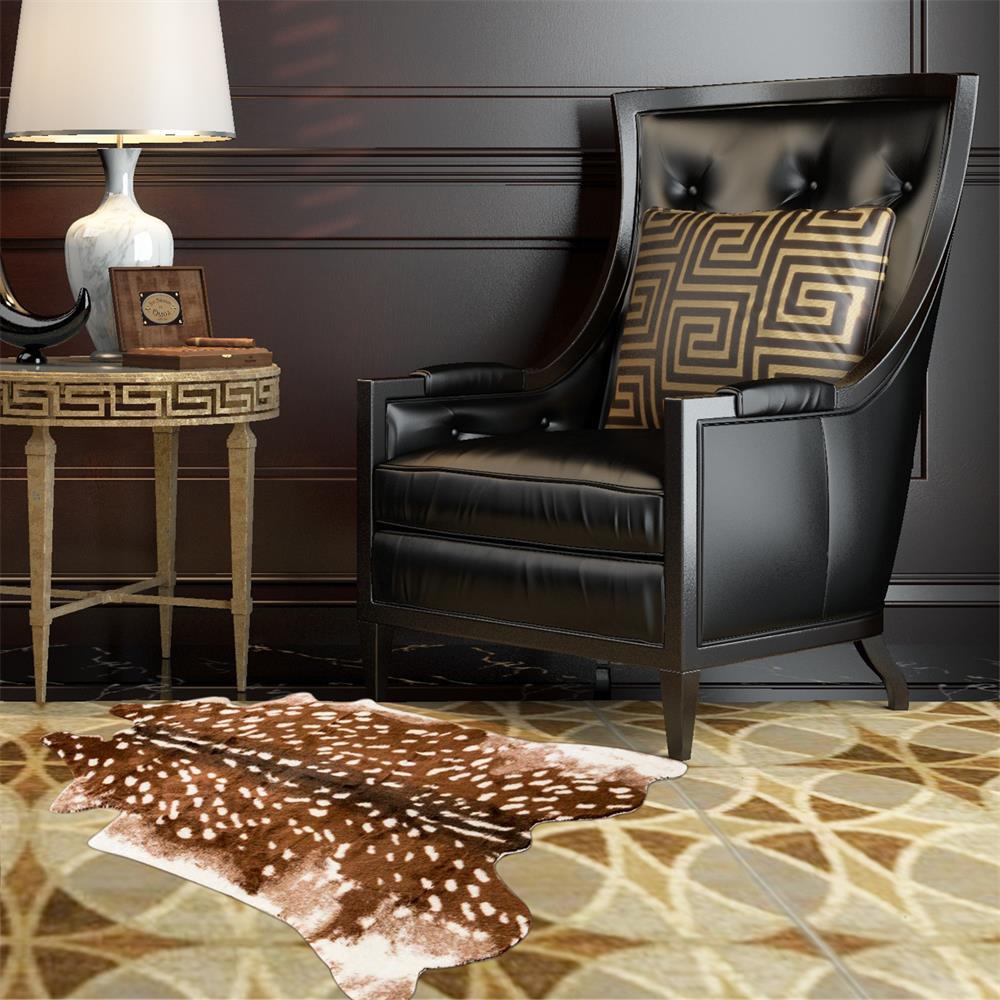 Faux Sika Deer Print Area Rug Animal Skin Hide Pelt Carpet Decor Mat 41.3×35.4in