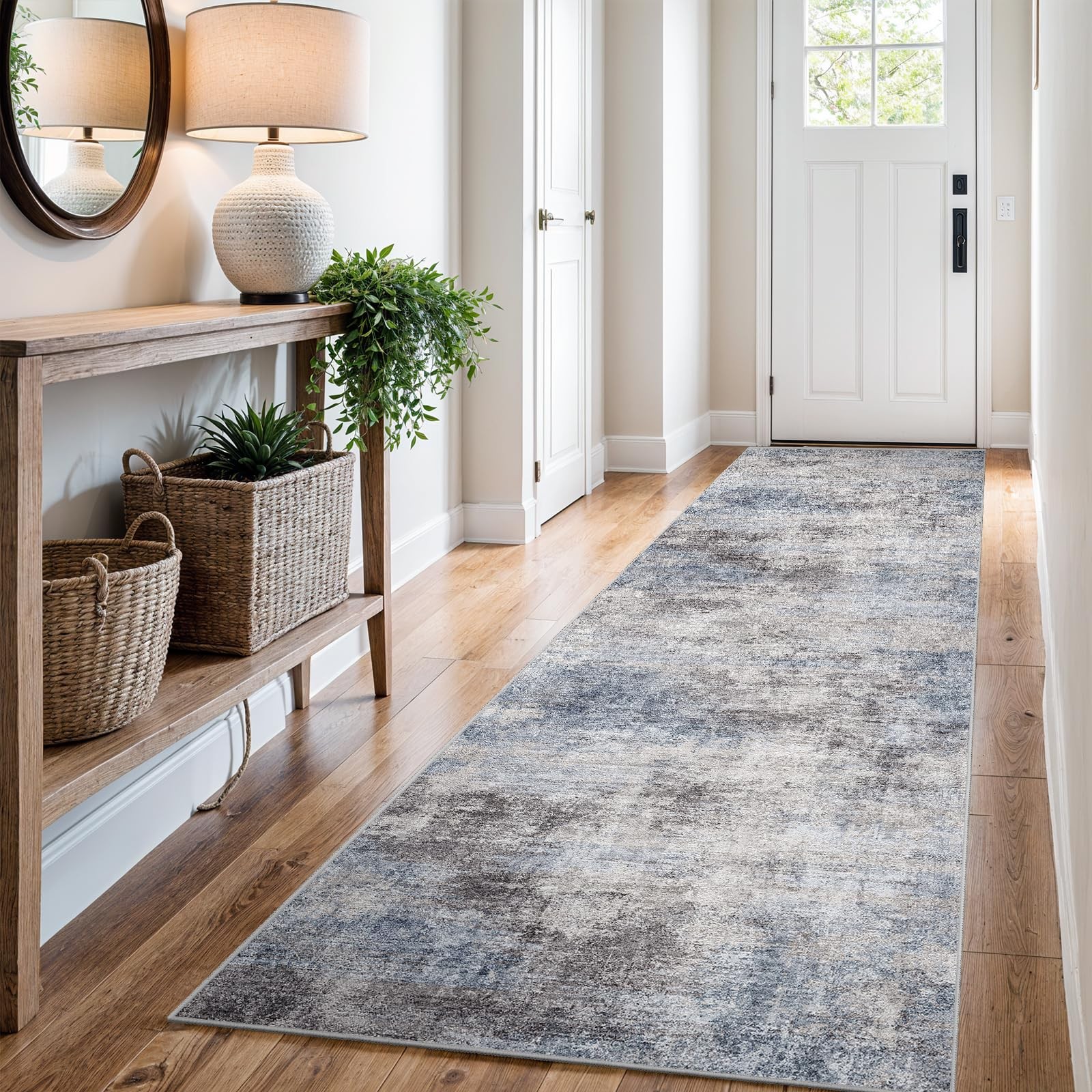 3×8 Kitchen Washable Runner Rug – Hallway Runner Rug with TPR Rubber Backing Non