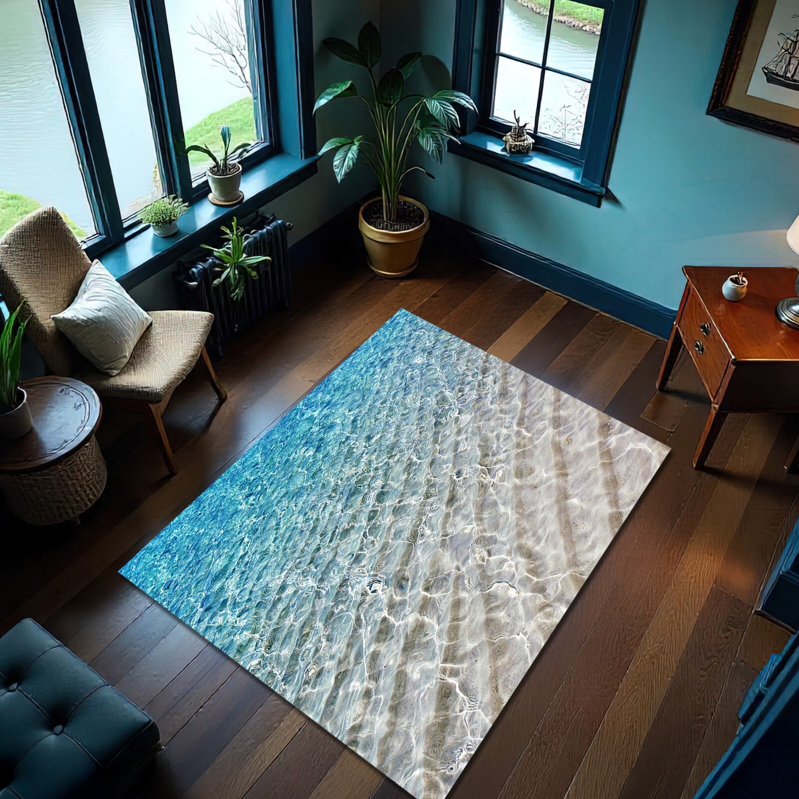 Ocean Sea Rug Beach Mat Nautical Marine Summer Carpet Decor