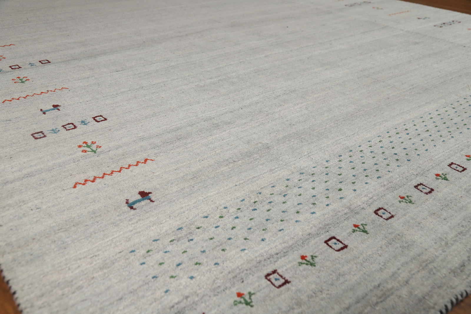 Artisan-crafted Grey Gabbeh Rug Wool Handmade Living Room Carpet 8×10 ft.