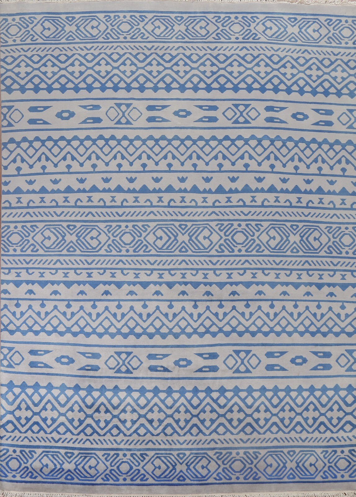 Gray/ Blue Thick Plush Abstract Handmade 8’x10′ Area Rug Wool Living Room Size